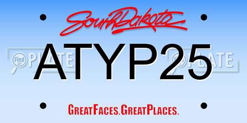 ATYP25 South Dakota License Plate