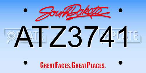 ATZ3741 South Dakota License Plate