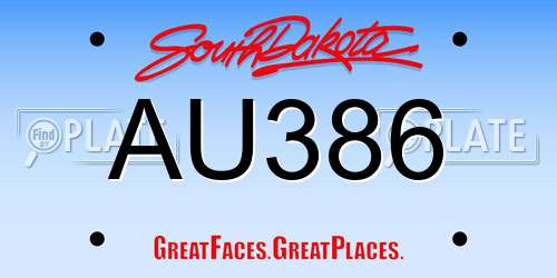 AU386 South Dakota License Plate