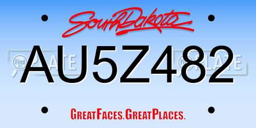 AU5Z482 South Dakota License Plate