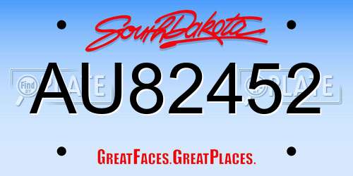 AU82452 South Dakota License Plate