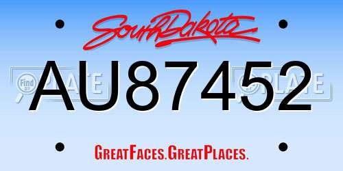 AU87452 South Dakota License Plate
