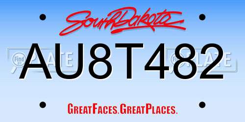 AU8T482 South Dakota License Plate