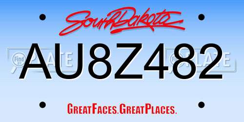 AU8Z482 South Dakota License Plate