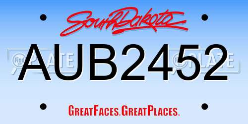 AUB2452 South Dakota License Plate