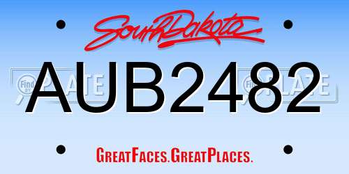 AUB2482 South Dakota License Plate