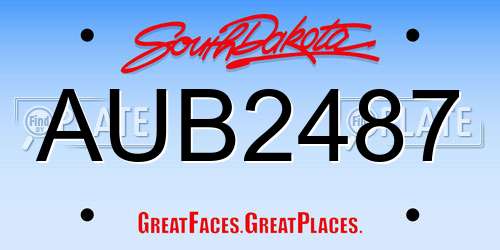 AUB2487 South Dakota License Plate
