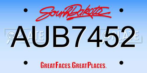 AUB7452 South Dakota License Plate