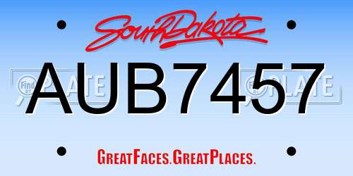 AUB7457 South Dakota License Plate