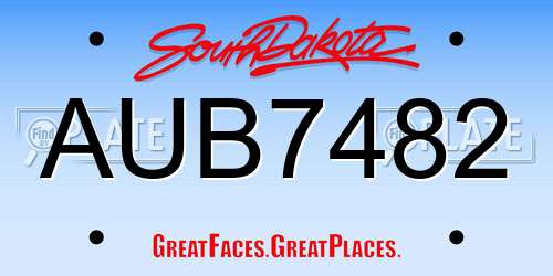 AUB7482 South Dakota License Plate