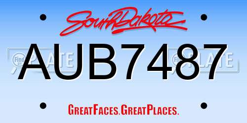 AUB7487 South Dakota License Plate