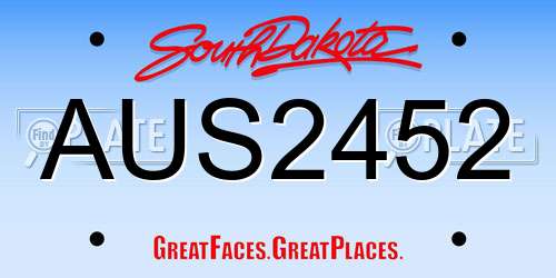 AUS2452 South Dakota License Plate