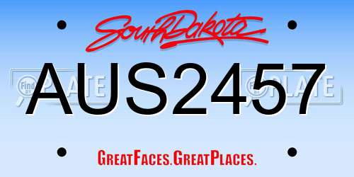 AUS2457 South Dakota License Plate