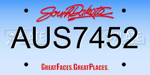 AUS7452 South Dakota License Plate