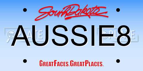 AUSSIE8 South Dakota License Plate