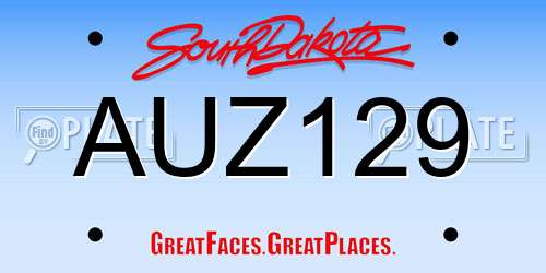 AUZ129 South Dakota License Plate