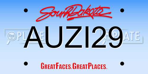 AUZI29 South Dakota License Plate