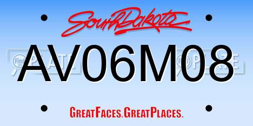 AV06M08 South Dakota License Plate