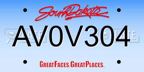 AV0V304 South Dakota License Plate