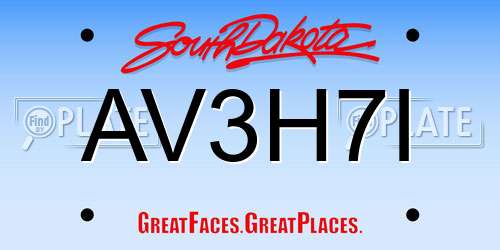 AV3H7I South Dakota License Plate