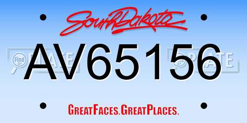 AV65156 South Dakota License Plate
