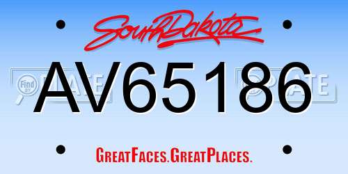 AV65186 South Dakota License Plate