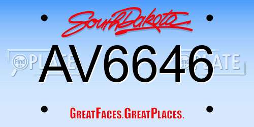 AV6646 South Dakota License Plate