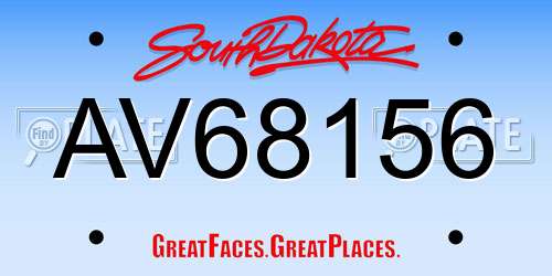 AV68156 South Dakota License Plate
