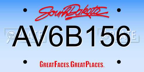 AV6B156 South Dakota License Plate