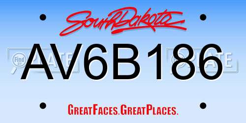 AV6B186 South Dakota License Plate