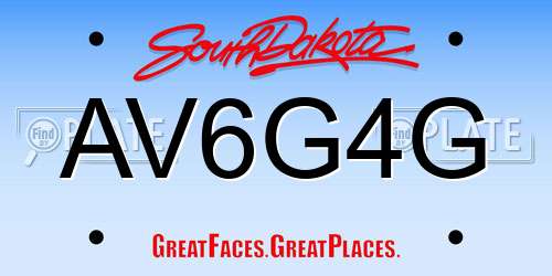 AV6G4G South Dakota License Plate