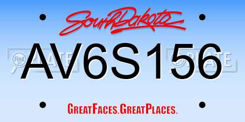 AV6S156 South Dakota License Plate