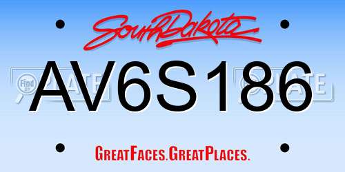 AV6S186 South Dakota License Plate