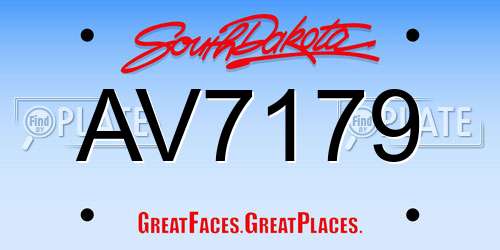 AV7179 South Dakota License Plate