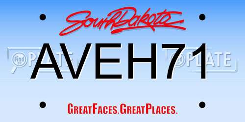 AVEH71 South Dakota License Plate