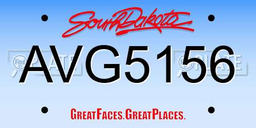 AVG5156 South Dakota License Plate