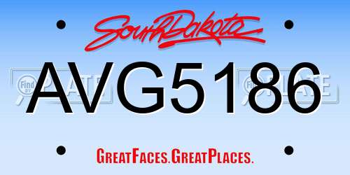 AVG5186 South Dakota License Plate