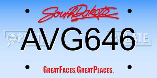 AVG646 South Dakota License Plate