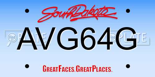AVG64G South Dakota License Plate