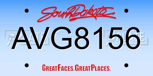 AVG8156 South Dakota License Plate