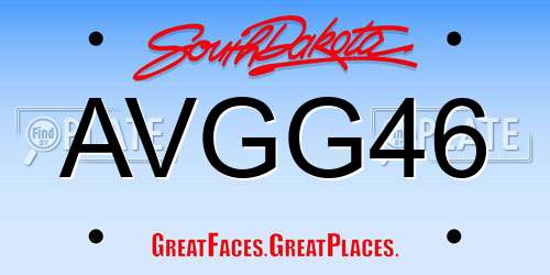 AVGG46 South Dakota License Plate
