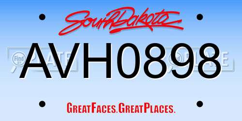 AVH0898 South Dakota License Plate