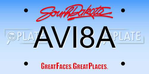AVI8A South Dakota License Plate