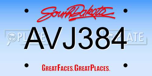AVJ384 South Dakota License Plate
