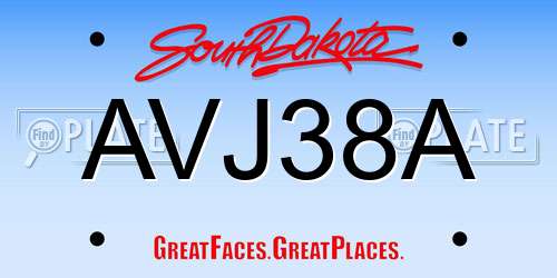 AVJ38A South Dakota License Plate