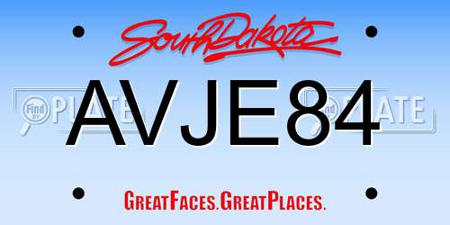 AVJE84 South Dakota License Plate