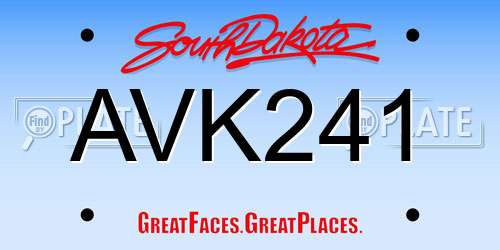 AVK241 South Dakota License Plate