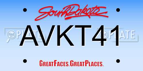 AVKT41 South Dakota License Plate
