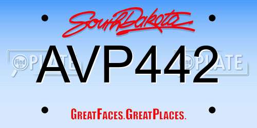 AVP442 South Dakota License Plate