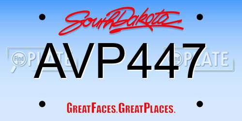 AVP447 South Dakota License Plate